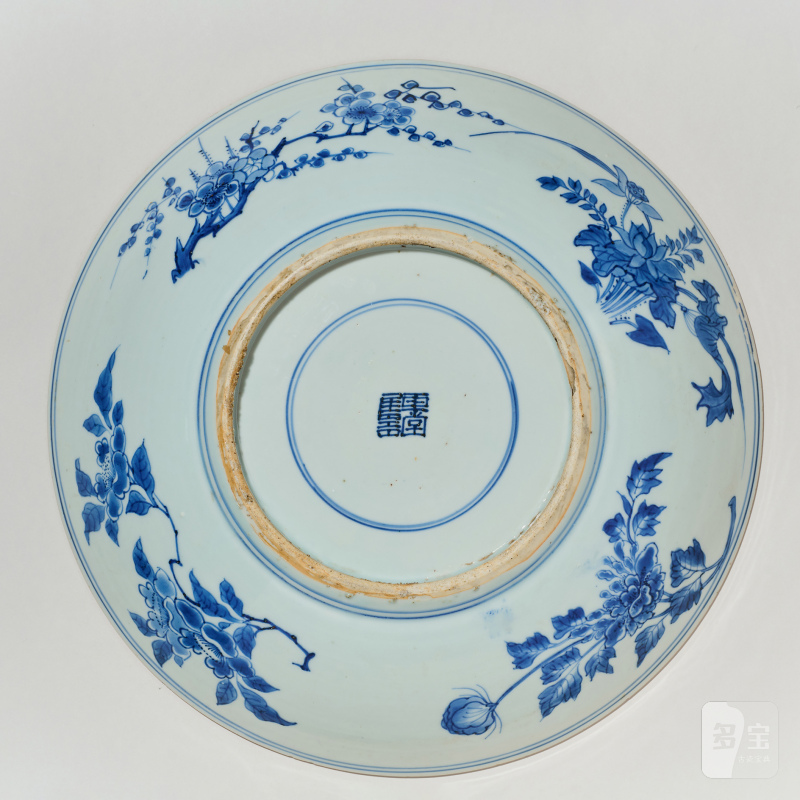 清顺治 青花麒麟芭蕉纹大盘 - 图4